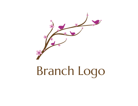 birds in the tree with flowers logo