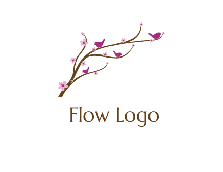 birds in the tree with flowers logo