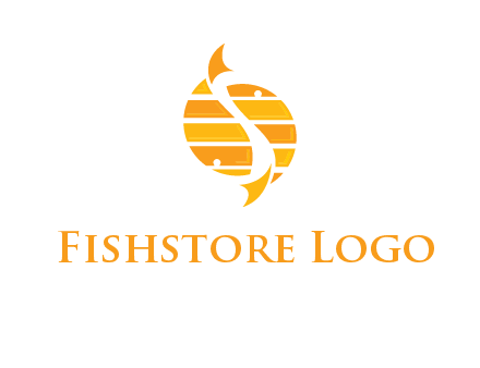 two abstract fishes create circle logo