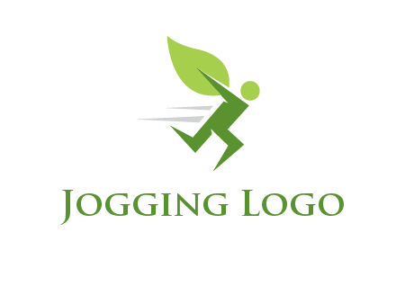 abstract running person with leaf icon