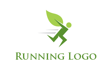 abstract running person with leaf icon