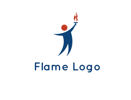 abstract person holding Olympic flame logo