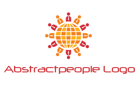 abstract people around abstract globe logo