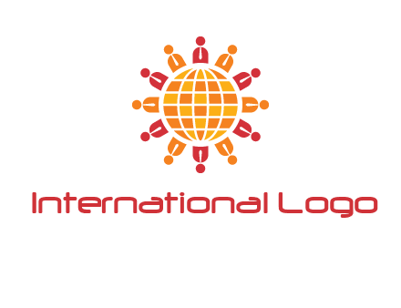 abstract people around abstract globe logo