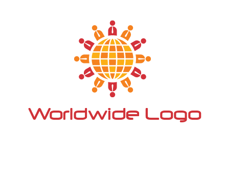 abstract people around abstract globe logo