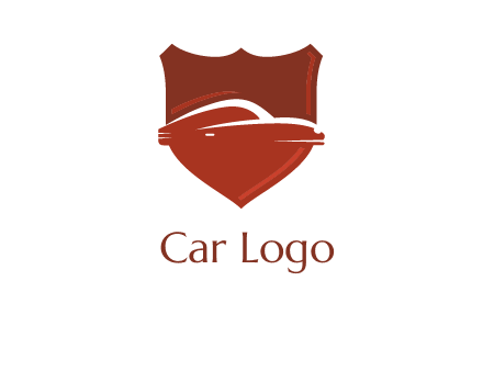 abstract car in middle of the shield icon