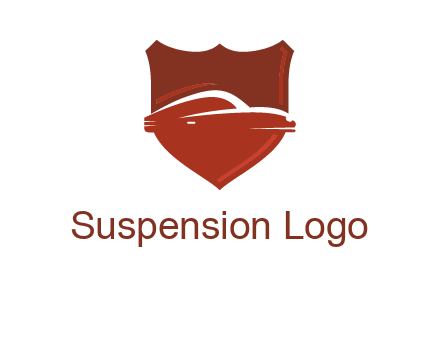 abstract car in middle of the shield icon
