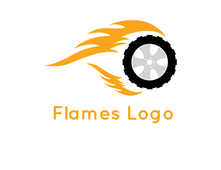 Tyre with fire flames symbol