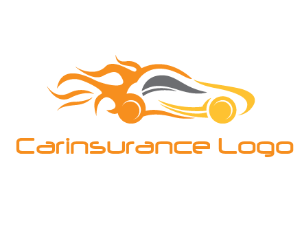 abstract car with fire flames logo