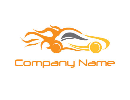 abstract car with fire flames logo