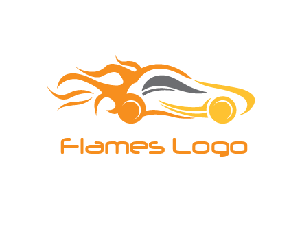 abstract car with fire flames logo