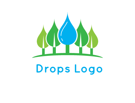 trees made of water drops logo