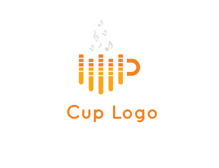 music bars forming coffee cup with notes logo