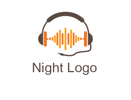 music waves between headphone logo