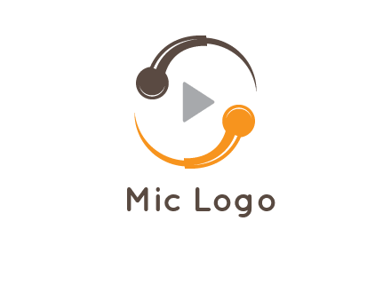 mic forming circle with play music icon logo