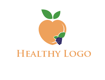 peach & grapes with leaves icon