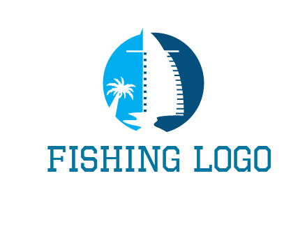 sailing boat and tree in circle logo