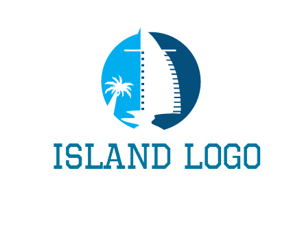 sailing boat and tree in circle logo