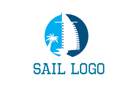 sailing boat and tree in circle logo