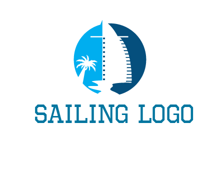 sailing boat and tree in circle logo