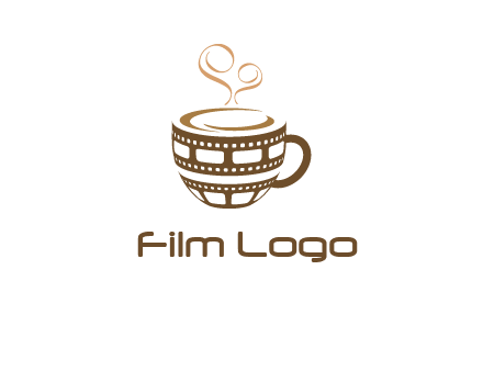 creative film reel coffee mug logo