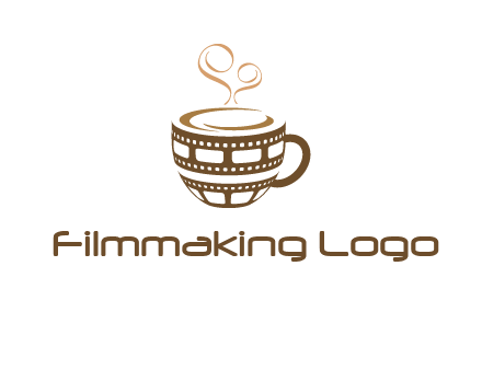 creative film reel coffee mug logo