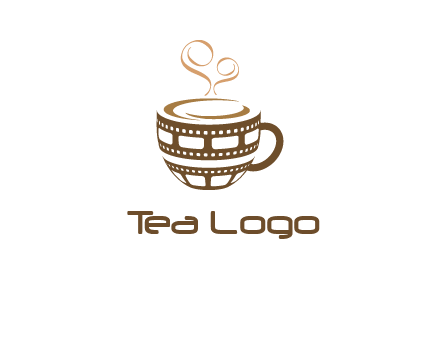 creative film reel coffee mug logo