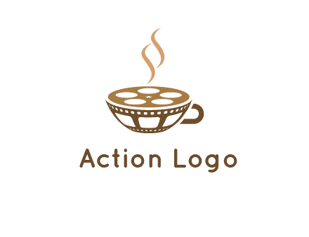 creative film reel coffee cup logo