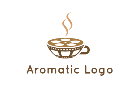 creative film reel coffee cup logo