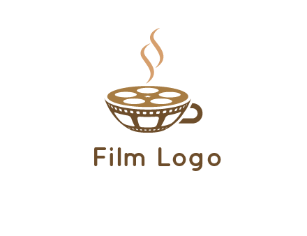 creative film reel coffee cup logo