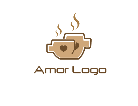 heart on coffee cups logo