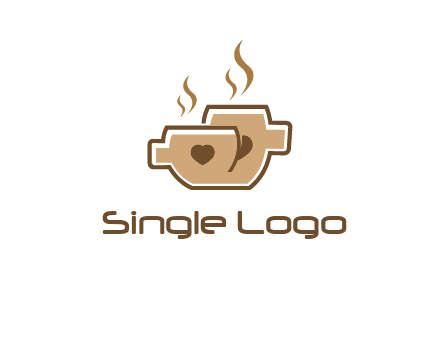 heart on coffee cups logo