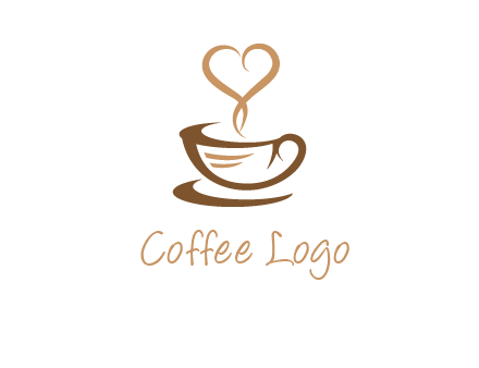 heart shape steam on coffee cup logo