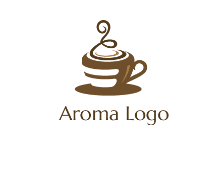 curly steam on coffee cup logo