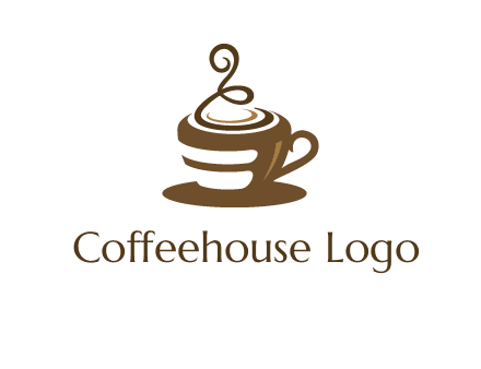 curly steam on coffee cup logo