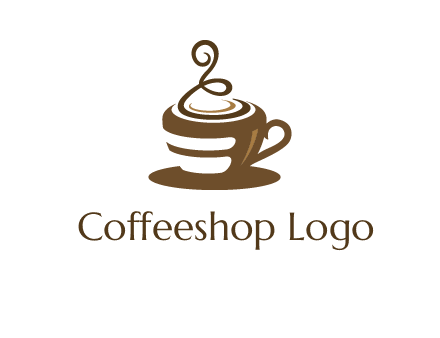 curly steam on coffee cup logo