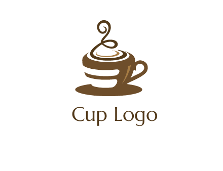 curly steam on coffee cup logo