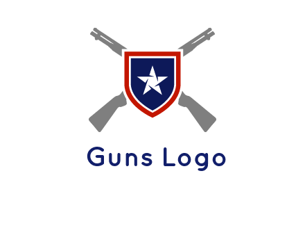 star in shield and guns emblem logo