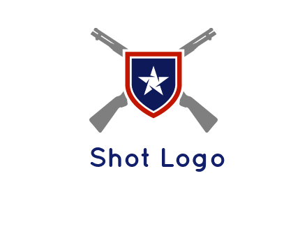 star in shield and guns emblem logo