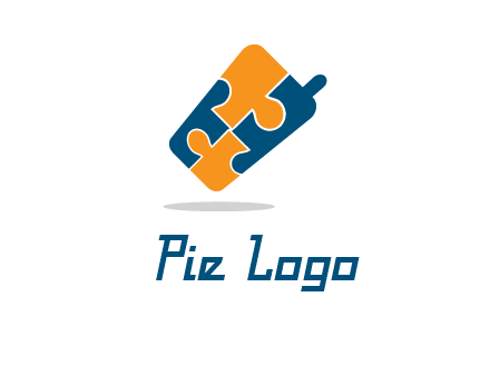 puzzle pieces in mobile shape logo