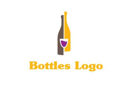 wine bottle with glass logo