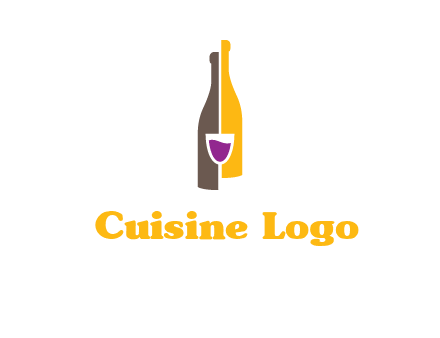 wine bottle with glass logo