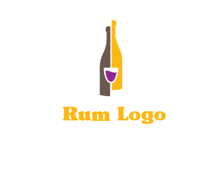 wine bottle with glass logo