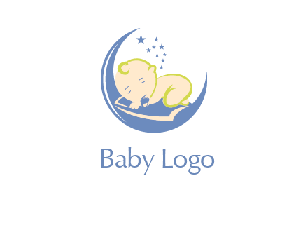 baby on moon and stars logo