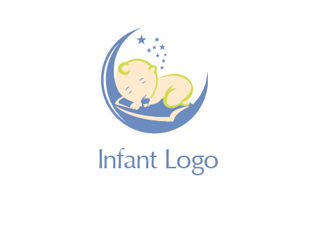 baby on moon and stars logo