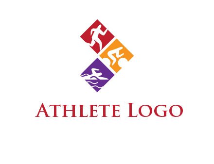 running swimming and cycling logo design