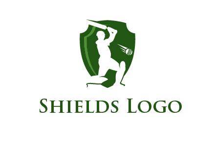 cricket player in shield logo