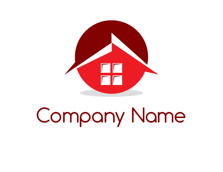 Abstract roof and window in circle logo