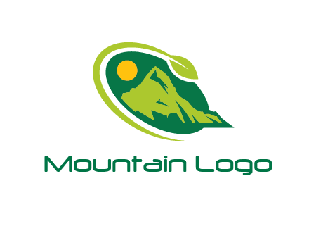 leaf swoosh and mountain logo