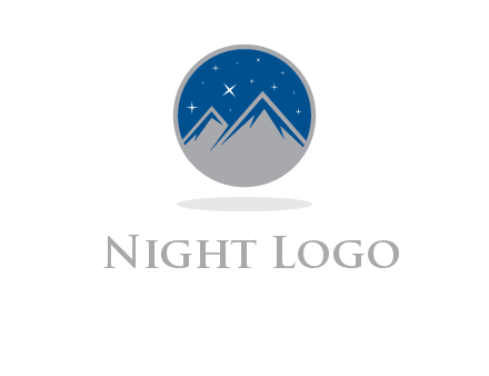 mountain peaks in circle with stars logo